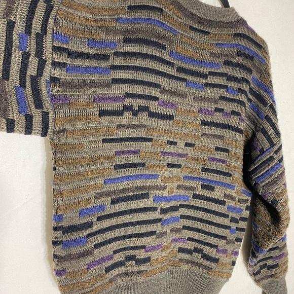 Vintage Mondo Textured Knit Wool Alpaca Blend Crew Neck Dad Sweater M - Picture 11 of 14